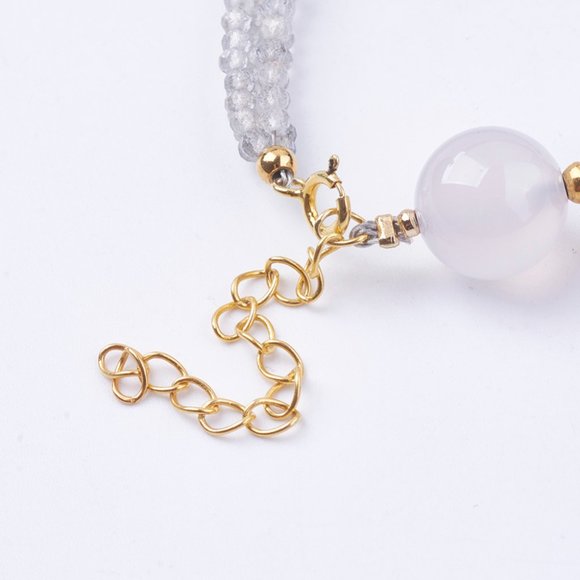 Mixed Natural gemstone bracelet W agate, labradorite & 14K GPlated beads 2/$25 - Picture 3 of 3